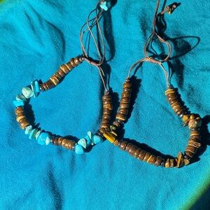 Turquoise and Brown Beaded Bracelet Set